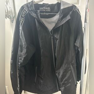 Michael Kors Black Windbreaker Jacket With White stripes